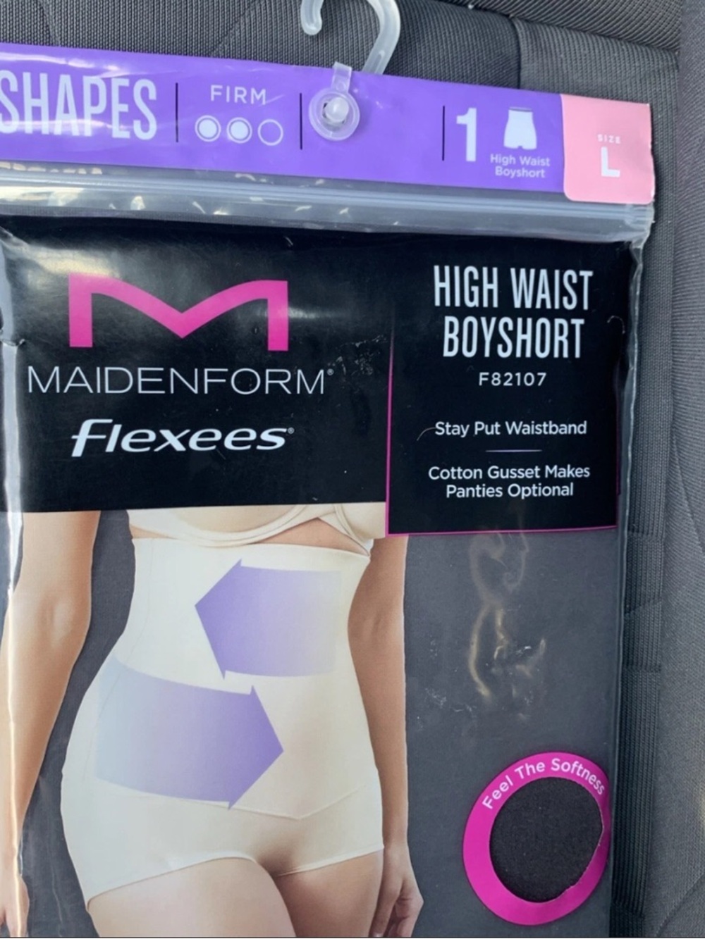 2/$20 Maidenform Flexees High Waist Boyshort Stay Put Waistband Black L